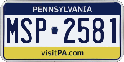 PA license plate MSP2581