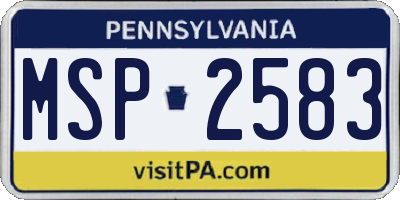 PA license plate MSP2583
