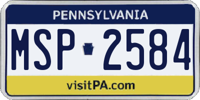 PA license plate MSP2584