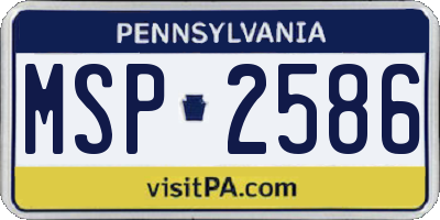 PA license plate MSP2586