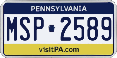 PA license plate MSP2589