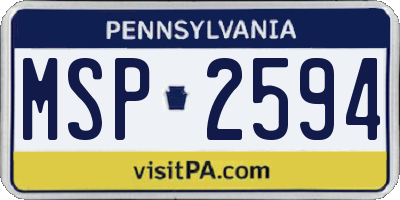 PA license plate MSP2594