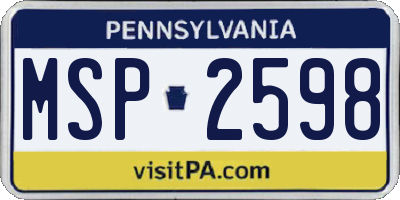 PA license plate MSP2598