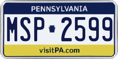 PA license plate MSP2599