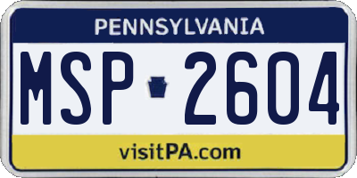 PA license plate MSP2604