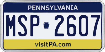 PA license plate MSP2607