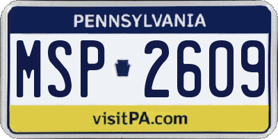 PA license plate MSP2609