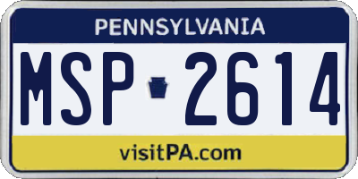 PA license plate MSP2614