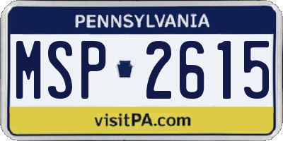 PA license plate MSP2615