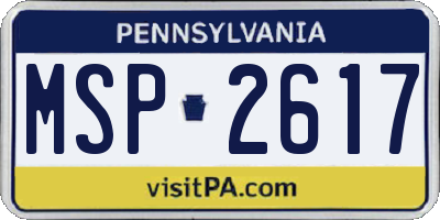PA license plate MSP2617