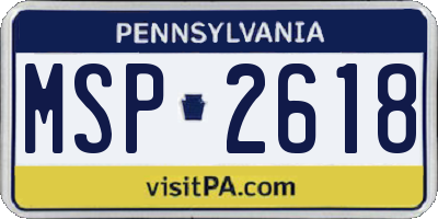 PA license plate MSP2618