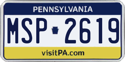 PA license plate MSP2619