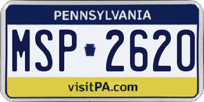 PA license plate MSP2620