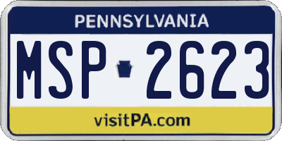 PA license plate MSP2623