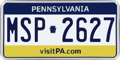 PA license plate MSP2627