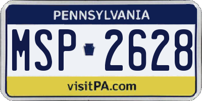 PA license plate MSP2628