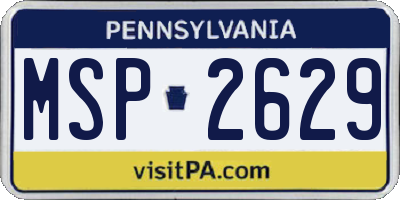 PA license plate MSP2629