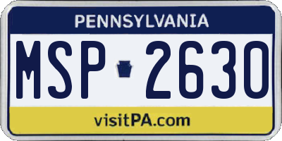 PA license plate MSP2630