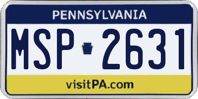 PA license plate MSP2631
