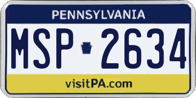 PA license plate MSP2634
