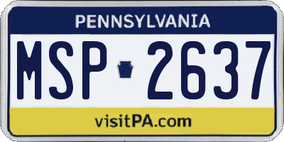 PA license plate MSP2637
