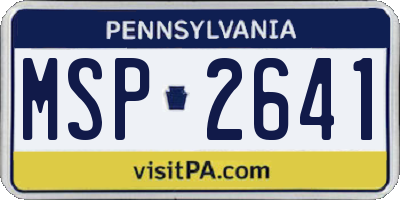 PA license plate MSP2641