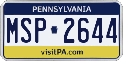 PA license plate MSP2644