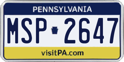 PA license plate MSP2647