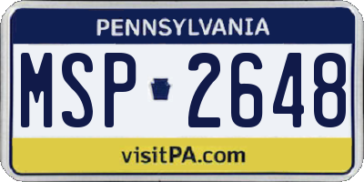 PA license plate MSP2648
