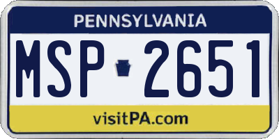PA license plate MSP2651