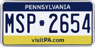 PA license plate MSP2654
