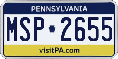 PA license plate MSP2655