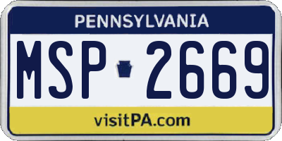 PA license plate MSP2669