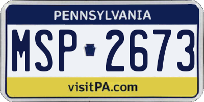 PA license plate MSP2673