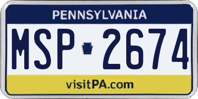 PA license plate MSP2674