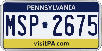 PA license plate MSP2675