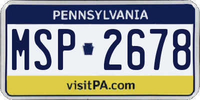 PA license plate MSP2678