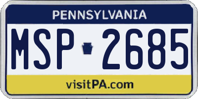 PA license plate MSP2685
