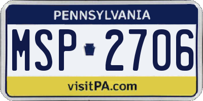PA license plate MSP2706
