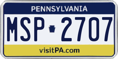 PA license plate MSP2707