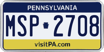 PA license plate MSP2708