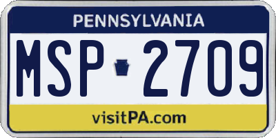 PA license plate MSP2709