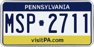 PA license plate MSP2711
