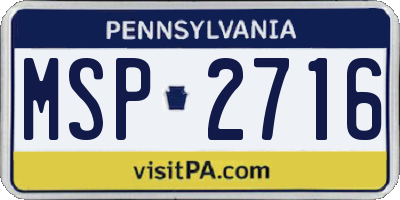 PA license plate MSP2716