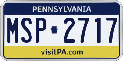 PA license plate MSP2717