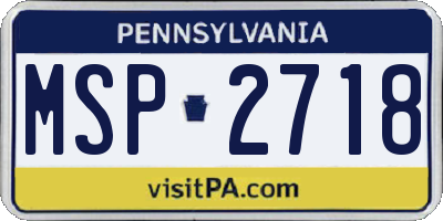 PA license plate MSP2718