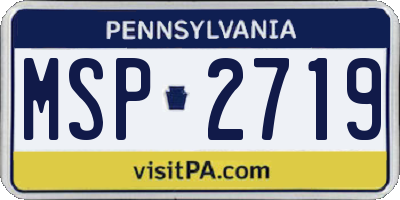 PA license plate MSP2719