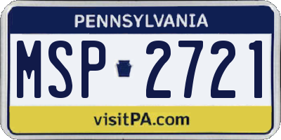 PA license plate MSP2721