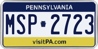 PA license plate MSP2723
