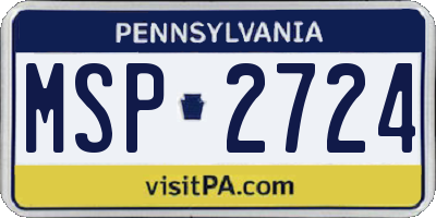 PA license plate MSP2724